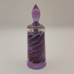Vtg Richard Clements Australian Art Glass Chameleon Purples Bottle
